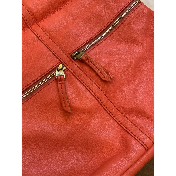 Fossil Erin Foldover Leather Tote in Coral - Picture 6 of 10